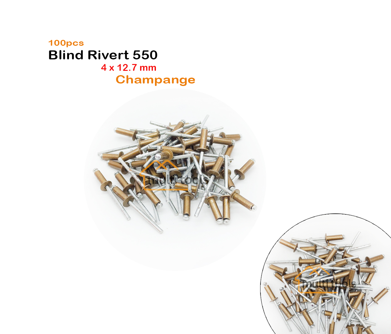 Blind Rivert 550 (4 x 12.7 mm x 100Pcs Champagne)